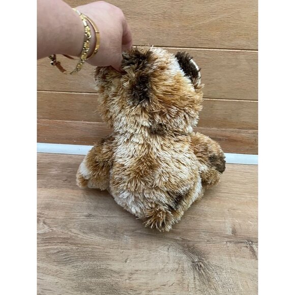 EUC  Build-A-Bear Workshop Brown & White Patchwork Teddy Bear Plush Toy - Picture 3 of 5